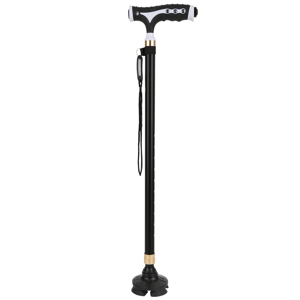 Collapsible Walking Cane With Non Slip Quad Base Ergonomic Handle Lightweight Aluminum Stick For Hiking Outdoor And Senior Use (1PCS)