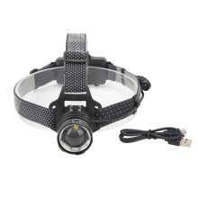 Lampe frontale LED résistante aux intempéries avec mode stroboscopique, zoom réglable, mode économie d'énergie, détecteur de mouvement,