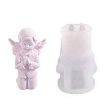 (2) Praying Boy Girl Wing Silicone Candle Mold Soap Epoxy Resin Plaster Mould DIY Chocolate Cake Making Desktop Decors