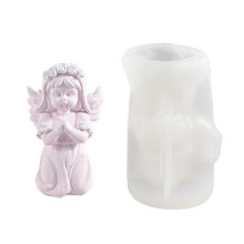 (1) Praying Boy Girl Wing Silicone Candle Mold Soap Epoxy Resin Plaster Mould DIY Chocolate Cake Making Desktop Decors