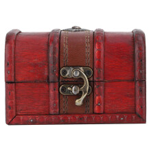 Handmade Retro Design Antique Wooden Box Vintage Pirate Treasure Chest Wood Treasure Chest Keepsake Box Decorative Box for Home Christmas Gift