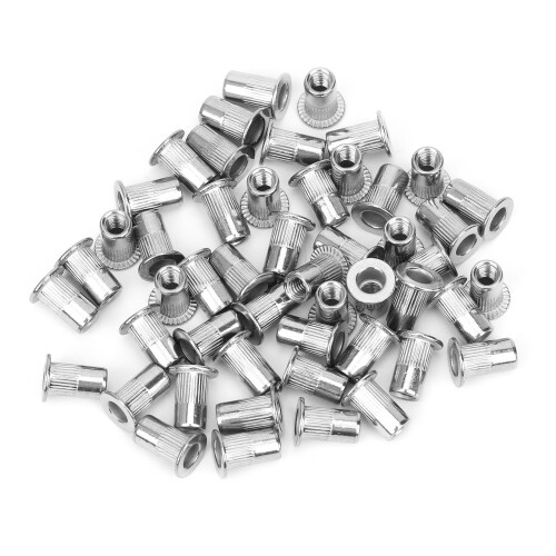 Corrosion Resistant Rivet Nuts Stainless Steel Threaded Insert Nut High Strength Flat Head Knurled Body Adjustable Grip Range Multi Material 1