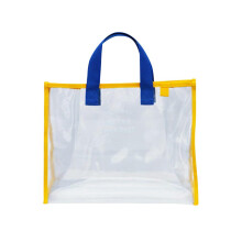 Sac fourre-tout transparent en PVC avec poignées pour concerts en stade. Matière imperméable, grande capacité, construction durable, ambiance