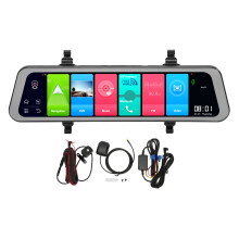 Mirror Dash Cam With Built In Stand Wide Angle Night Vision Touch Screen Front And Rear Cameras G Sensor Voice Control Loop Recording High Definition