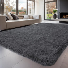 (Pure Dark Grey, 5' x 7.5' (160x230cm)) Area Rugs for Living Room , Runner Rug for Bedroom, Washable Anti Slip Fluffy Rug Shaggy