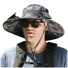 Chapeau de Ventilateur Solaire Chapeau de Pêche en Plein Air Ventilateur Charge Solaire Grand Vent Été Chapeau de Protection Solaire Mâle Visière