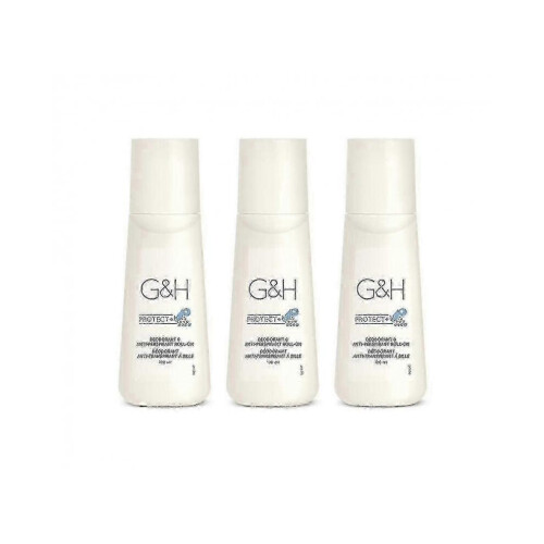 X 3 Bottle Gh Protect+ Deodorant Anti-perspirant Roll-on Size 100 Ml.