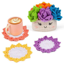 Potted Plant Coaster Crochet Starter Kits DIY Crochet Set Beginners Crochet Kits Learn to Crochet Set by English Video