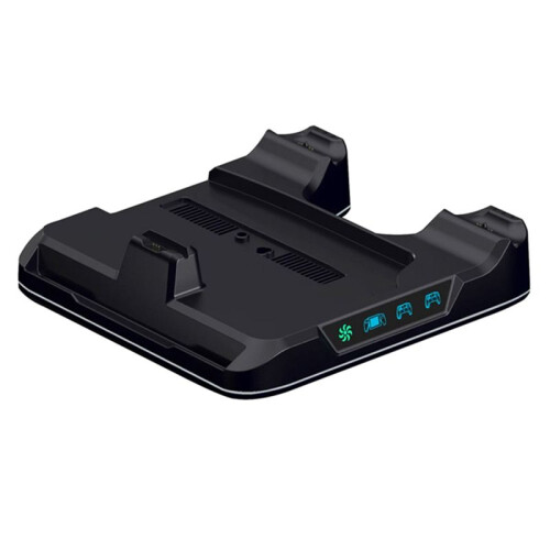 For PS5 PRO/PS5Slim/PS5 Console Cooling Stand Charging Station Dock Controller Storage Rack with Cooling Fan A