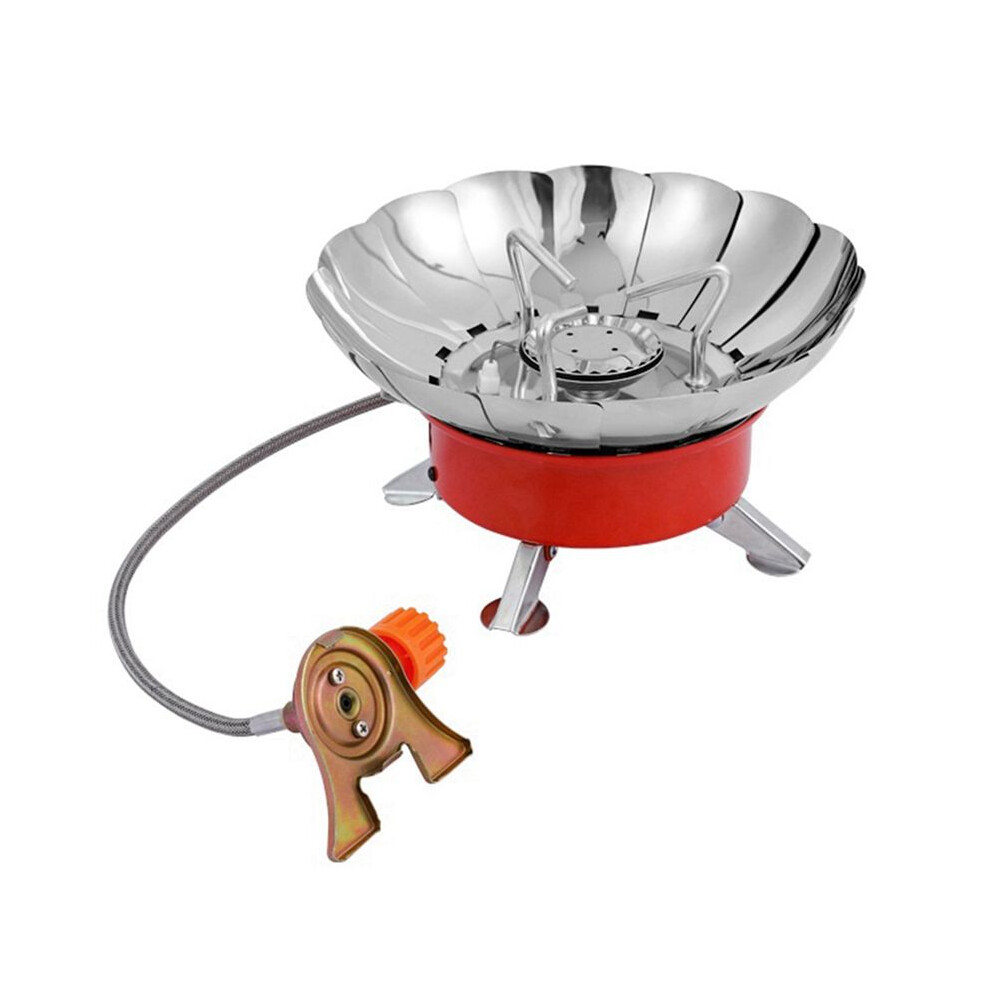 Windproof Piezo Ignition Lotus Gas Stove Outdoor Cooking Gas Burner Cookware With Adapter For Camping Hiking Picnic 6032925443499