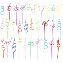 Colorful Loop Straws for Kids Adults Reusable Silly Drinking Straws Plastic Spiral Straws BPA Free Curly Straws Environmentally Conscious Fun Straws