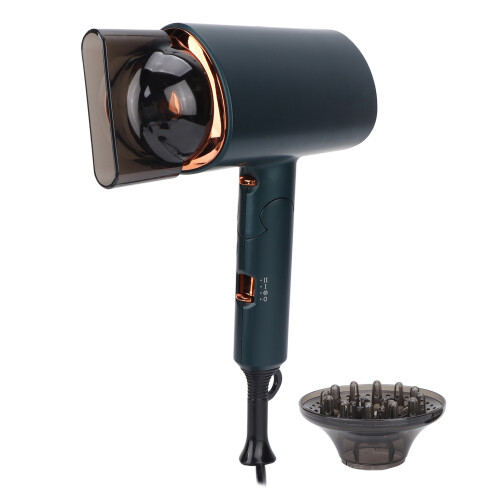 Foldable Handle Ionic Hair Dryer with Constant Temperature Control, Fast Drying Ceramic Blow Dryer Universal Functionality Low Radiation Attachments 2