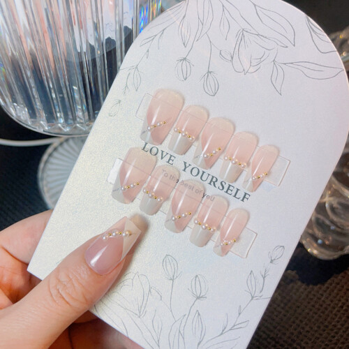 (Standard) Pink Pearl Fake Nails for Stage Performance 2