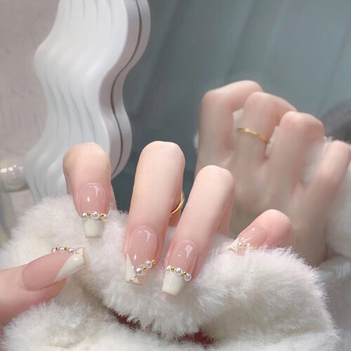 (Standard) Pink Pearl Fake Nails for Stage Performance