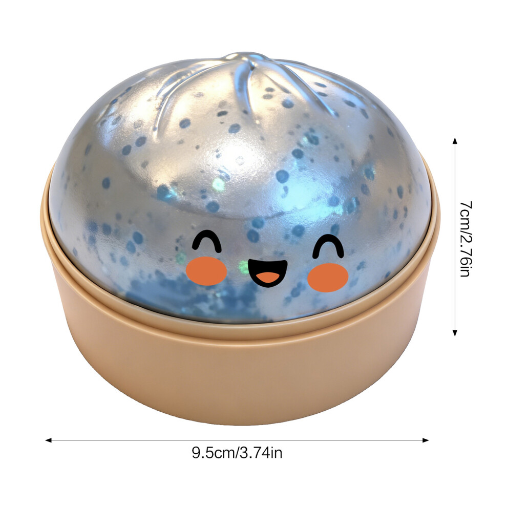 Dachuang Beauty (Blue Glitter 1Pc) Stress Relief Baozi Toy - Soft Non-Sticky Gadget
