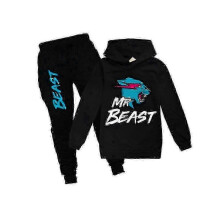 (13-14 Years,Black)Mr Beast Lightning Cat Kids Boys Girls Tracksuit Pullover Hoodie Jogging Pants Outfit 2pcs/set