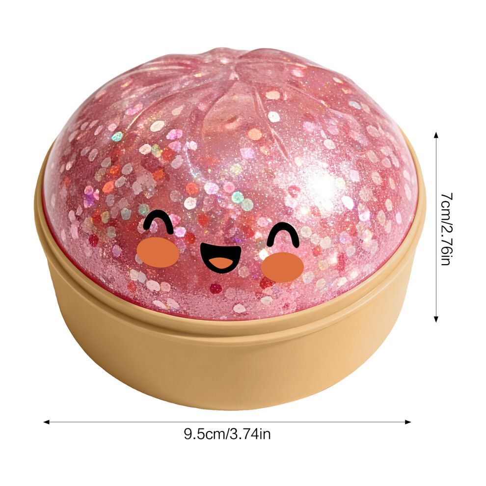 Dachuang Beauty (Translucent Pink 1Pc) Stress Relief Baozi Toy - Soft Non-Sticky Gadget