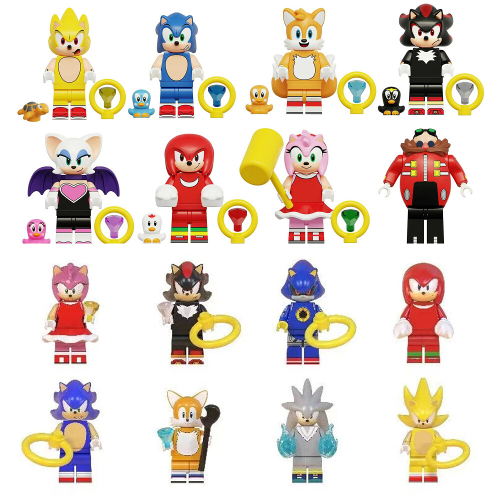 Bonxaif 16Pcs Sonic The Hedgehog's Toy Action Minifigures Fit Lego