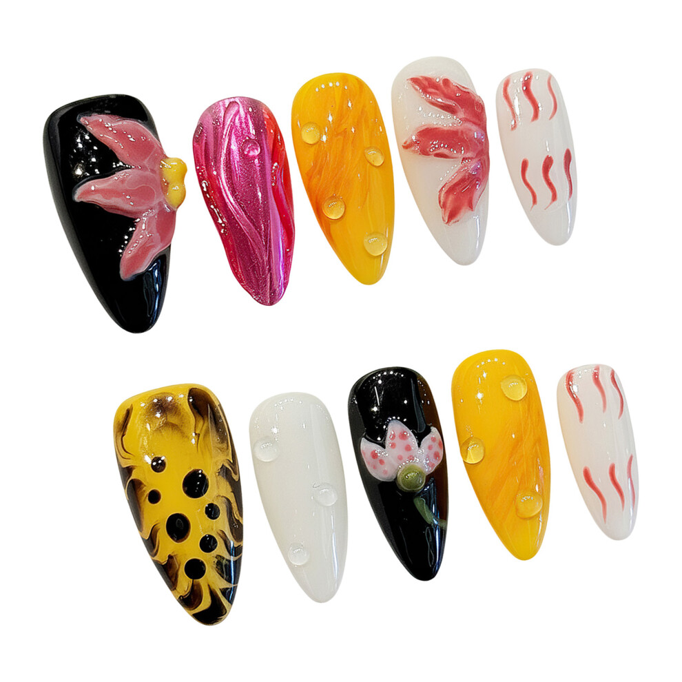 Dachuang Beauty (L) 3D Floral Leopard Press On Nails - 10Pcs
