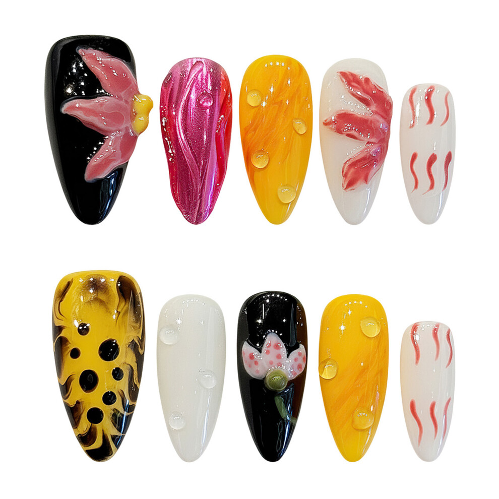 Dachuang Beauty (M) 3D Floral Leopard Press On Nails - 10Pcs