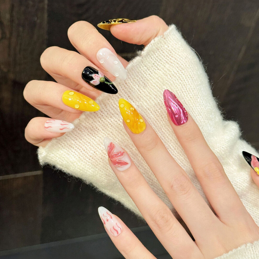 Dachuang Beauty (Xs) 3D Floral Leopard Press On Nails - 10Pcs
