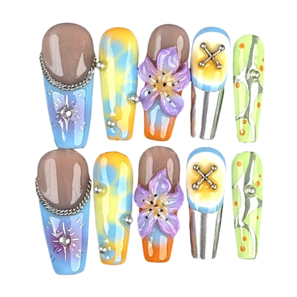 Dachuang Beauty (M) Floral Press-On Nails, Resin, No Pressure