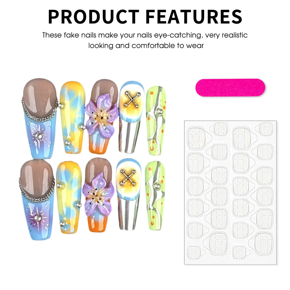 Dachuang Beauty (L) Floral Press-On Nails, Resin, No Pressure