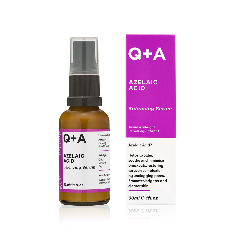 Q+A Azelaic Acid Balancing Serum 30ml Clarifying & Brightening Facial Serum for Uneven Skin Tone & Blemishes