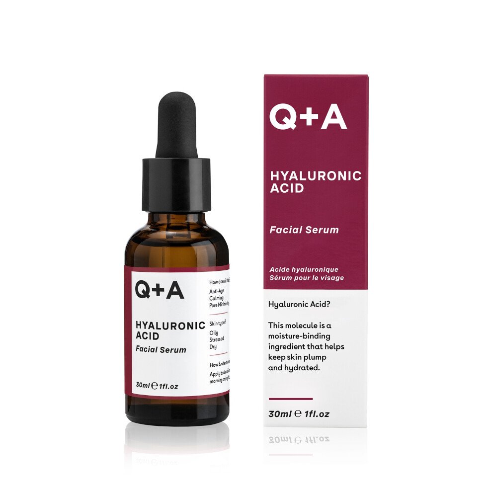 Q+A Hyaluronic Acid Facial Serum 30ml  Hydrating & Plumping Serum for Smooth, Supple, and Radiant Skin