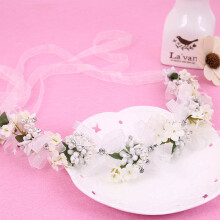 (White) Floral Pearl Headband for Women Wedding Party