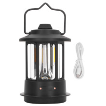 Campinglaterne mit Vintage-Charme, wiederaufladbare LED-Leuchte mit stufenloser Dimmfunktion und mehrfarbigem Ambiente, wasserdichtes Design (IPX4)