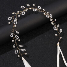(Gold) Sparkling Rhinestone Pearl Headband for Women