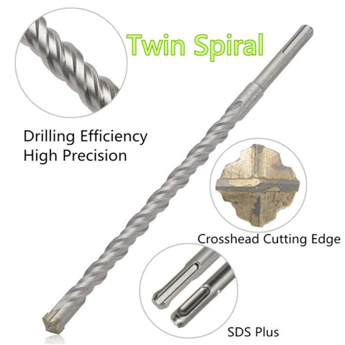 SDS Plus Hammer Drill Bits Masonry Drill Bits Concrete Drill Bit Cross Type Double Thread Enhanced Efficiency Longer Lifespan High Quality Carbide