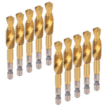 10Pcs Ti Coated M10 HSS Tap Bits, 8.5mm Drill, 68mm Length