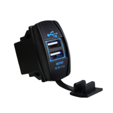 Lasc Luascáin Luchtaire USB do Ghluaisteáin, Bád, Suiteáil Éasca, Ilfheidhmeach, Muirear Tapa, Soicéad Asraon Uiscedhíonach, Solas Gorm LED,
