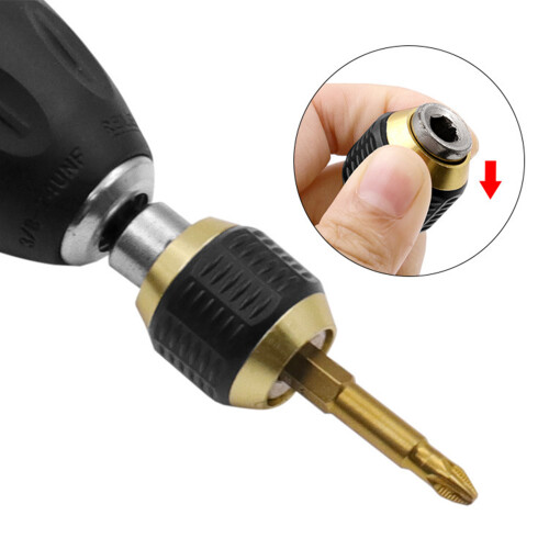 Anti-Wear Drill Bit Extension Connector Fast Bit Changes Quick Release Adapter Self-Locking Hex Shank Ergonomic Design One-Handed Operation 1