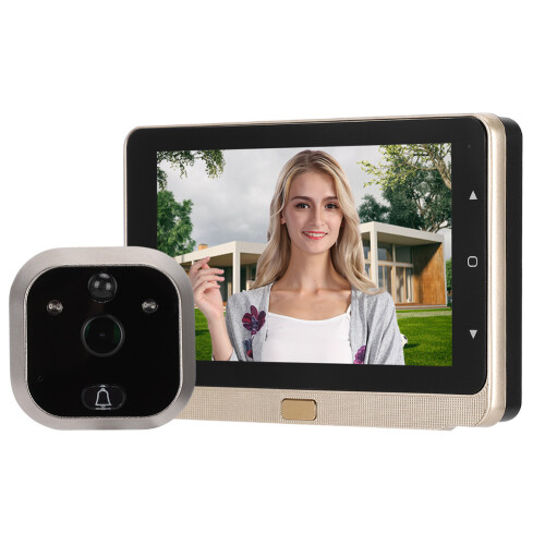 Wireless Doorbell Camera With Digital Peephole Viewer Features720P HD Camera PIR Motion Detection OLCD Screen And Automatic Storage Coverage For 2