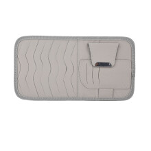 Multifunction PU Leather Car Sun Visor Holder Gray 8CD Storage Organizer