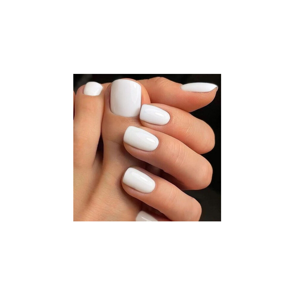 Dachuang Beauty White (3) Square Fake Nails - Unbreakable & Natural