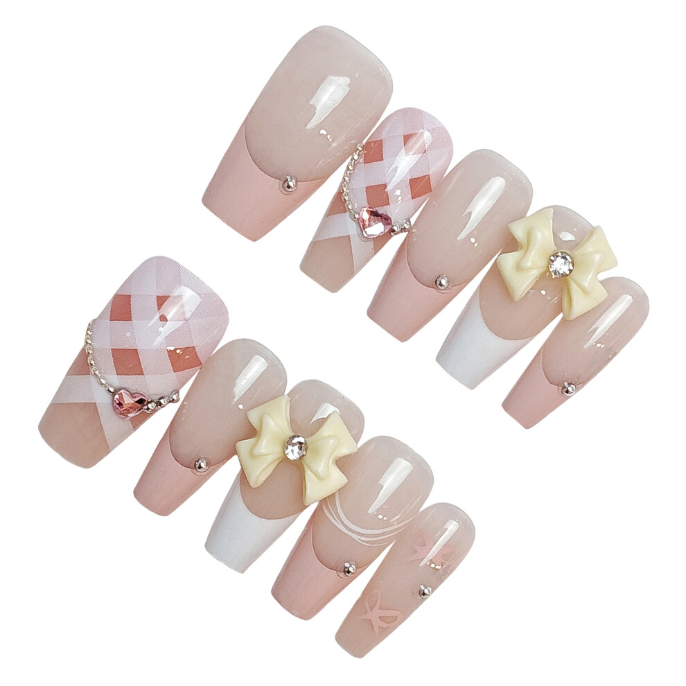 Dachuang Beauty (S) Rhinestone French Tip False Nails For Women