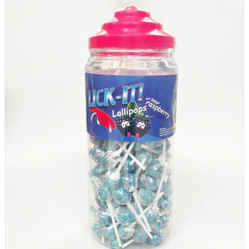 150 Blue Raspberry Lollipops Tub - Tongue Painter Lollies Bulk