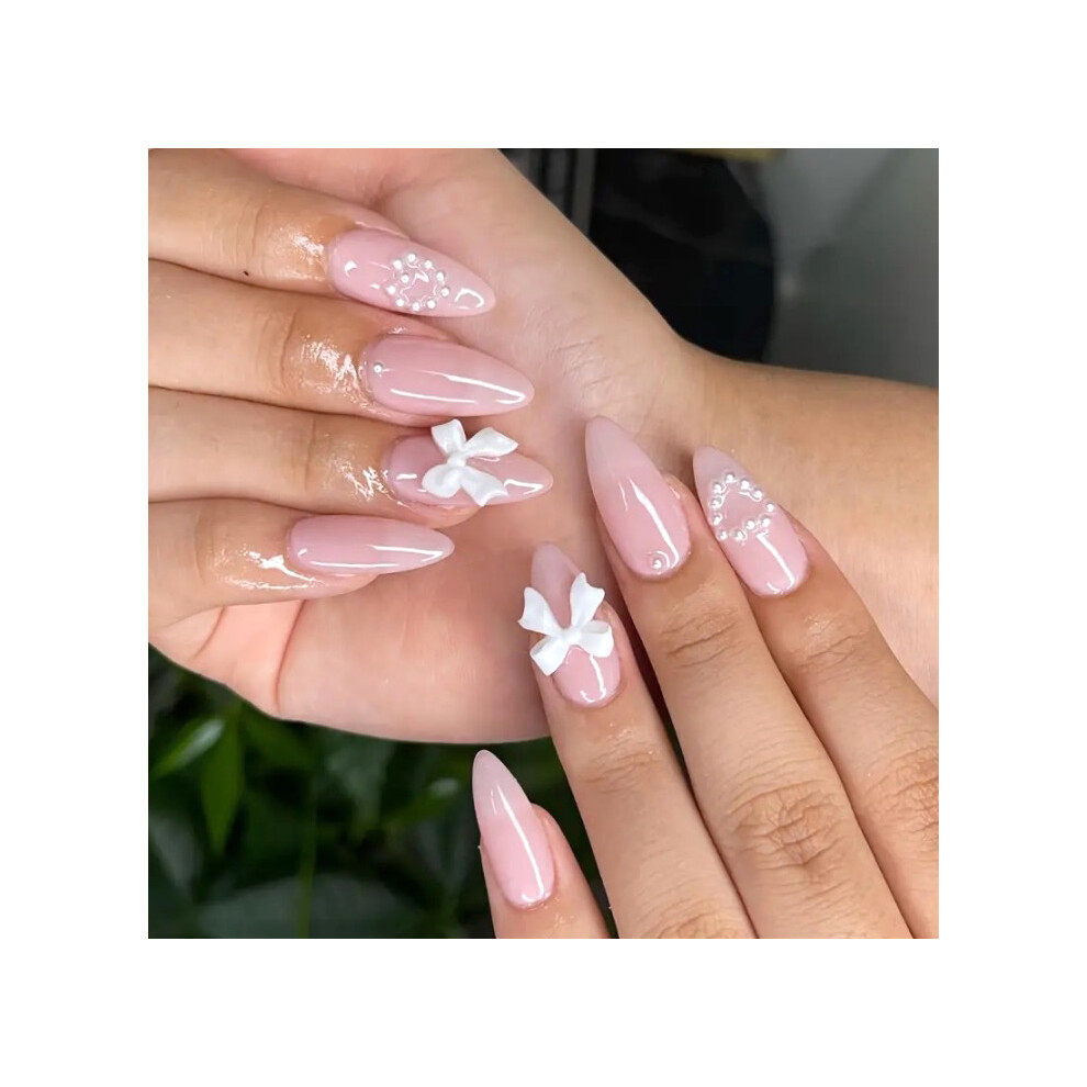 Dachuang Beauty Pink,White Pearl Pink False Nails - Zero Pressure