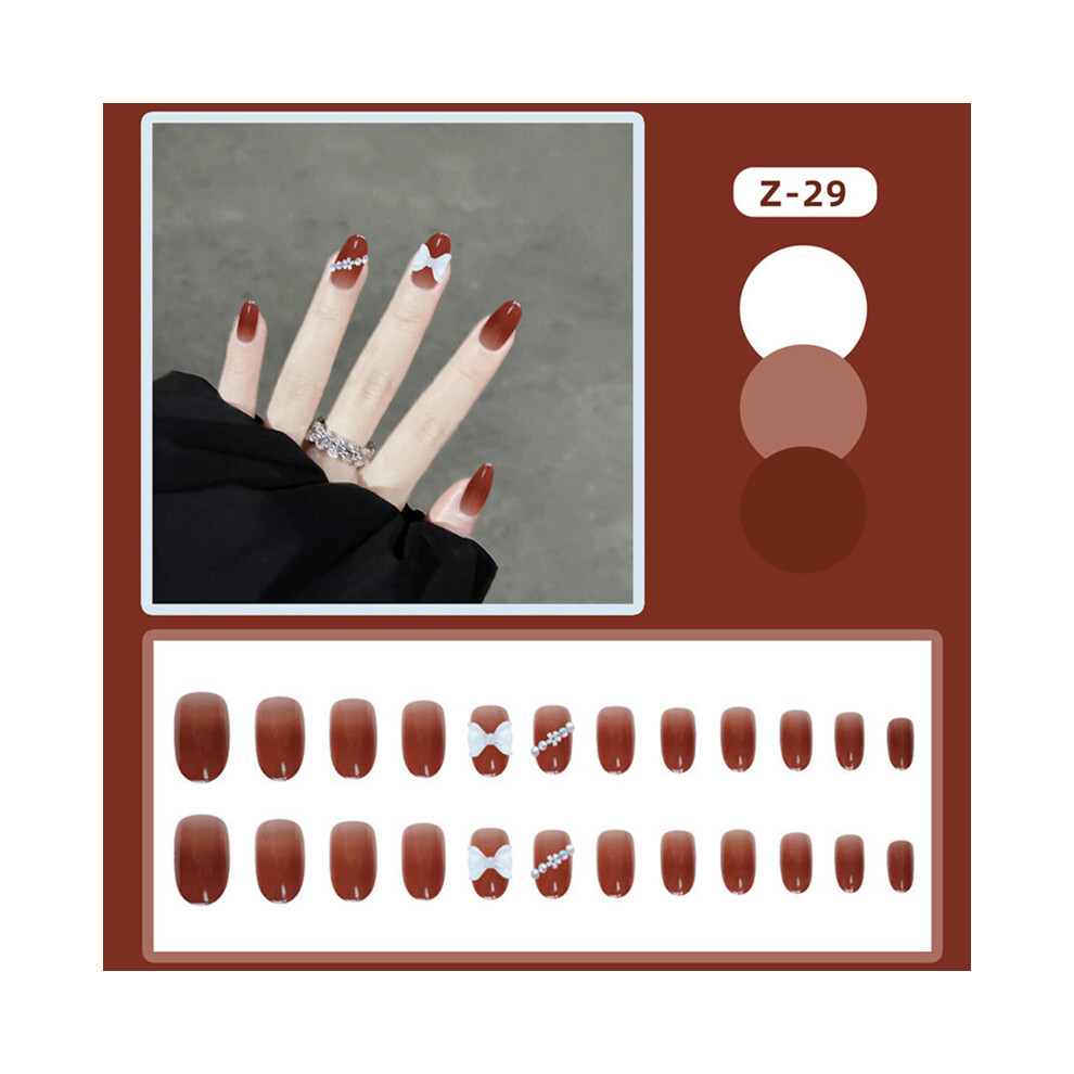 Dachuang Beauty (Jelly Glue Model) Orange Gradient Ballet Nails With Bow