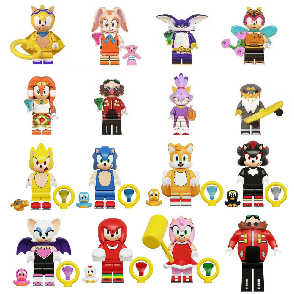 Bonxaif 16Pcs Sonic The Hedgehog's Toy Action Minifigures Fit Lego