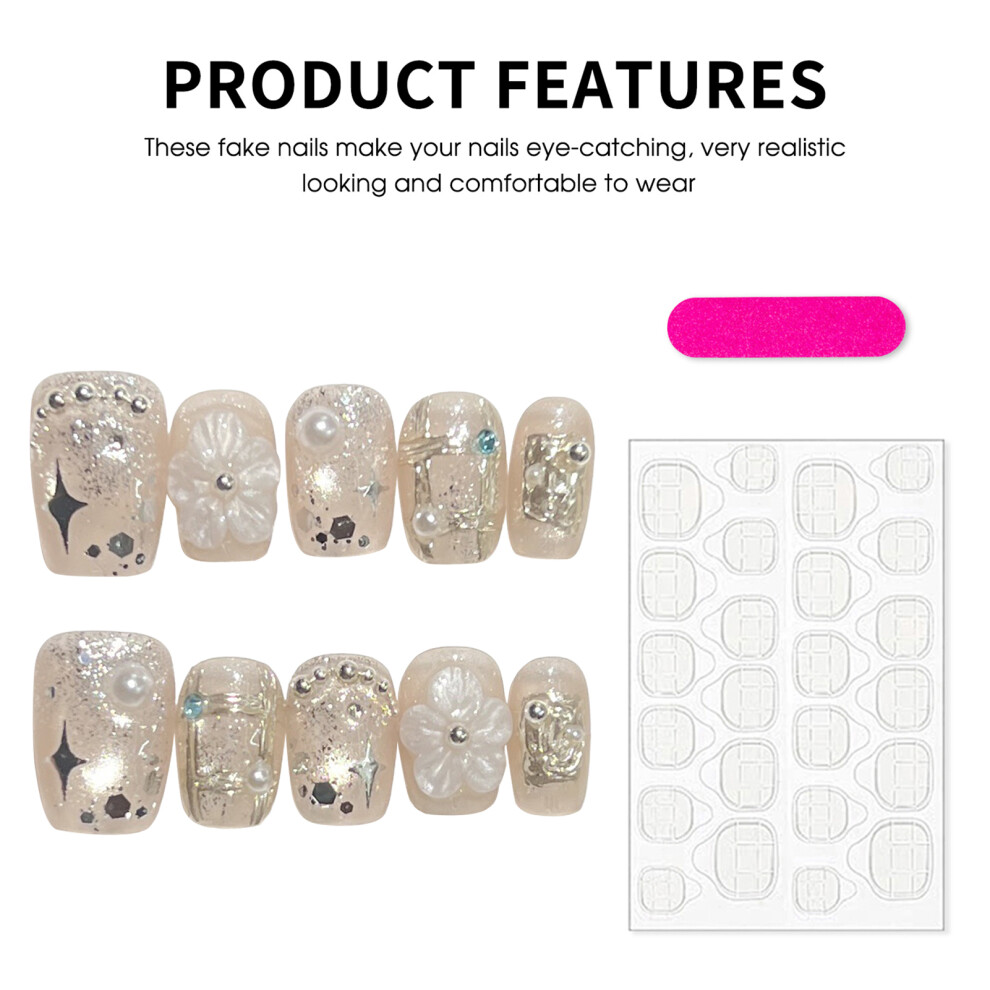 Dachuang Beauty (M) 10Pcs Nude Cat Eye Fake Nails For Manicure