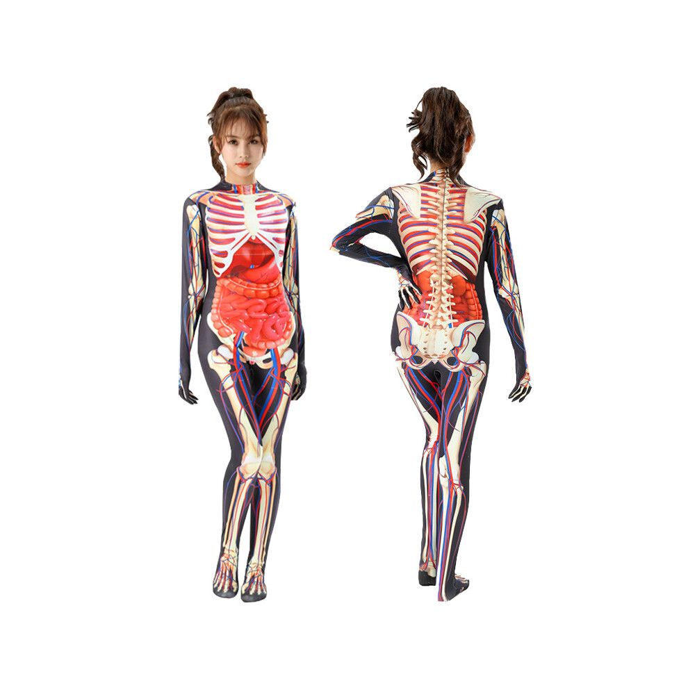 Photos - Fancy Dress Glow-in-the-dark Skull Bodysuit Skeleton Masquerade Ghost Costume Men And Women Horror Costumes(人体结构图单衣, 160)