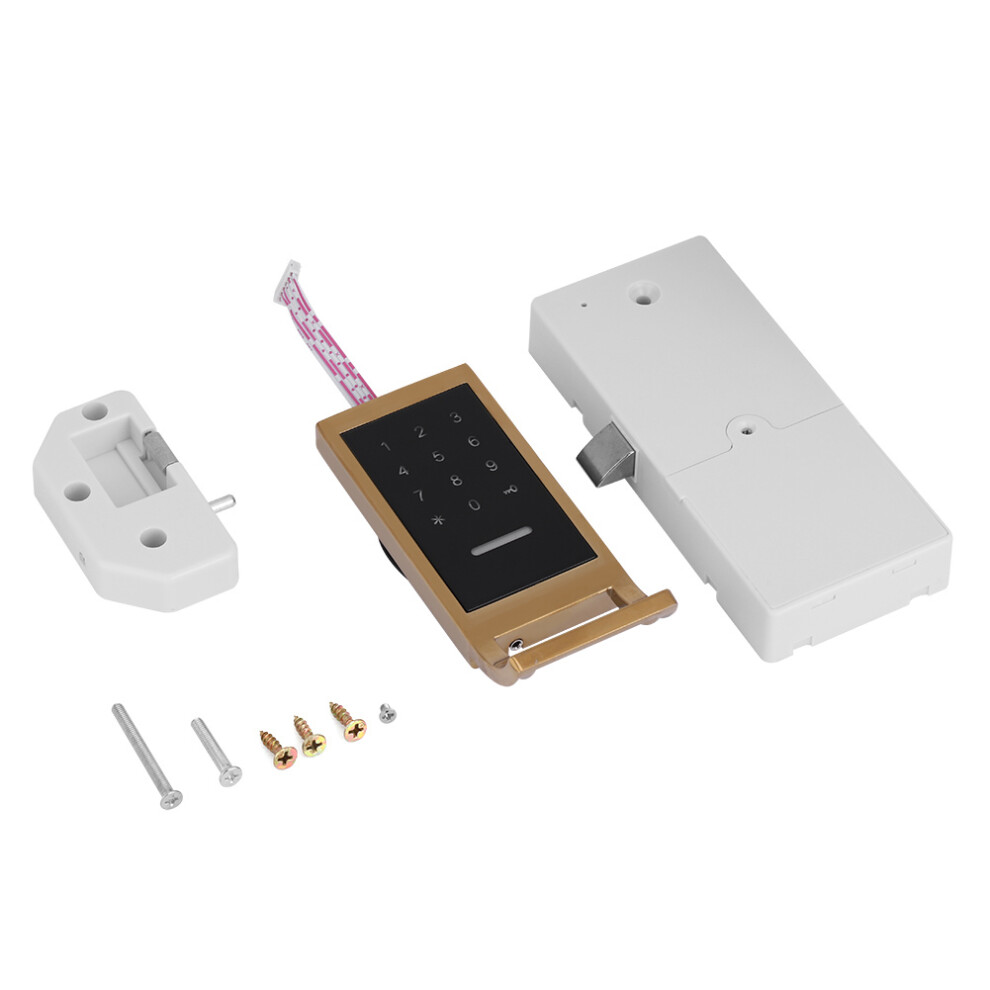 High Security Electronic Cabinet Lock With Touchscreen Panel Keyless Entry Auto Lock Durable Zinc Alloy Finish Gold For Toolboxes And Drawers 9357860342711