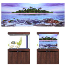 3D Coconut Tree Beach Aquarium Poster Waterproof PVC 91x50cm