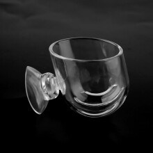 Acrylic Fish Feeding Cup with Suction, Transparent 4.7x4.3cm