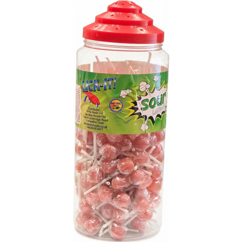 150 Super Sour Cherry Lollipops Bulk Tub